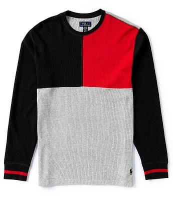 Polo Ralph Lauren Long Sleeve Color Block Comfortable Waffle-Knit Lounge Shirt