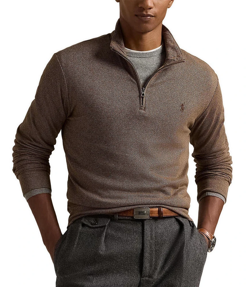 Polo Ralph Lauren Luxury Jersey Herringbone Long Sleeve Quarter-Zip Pullover