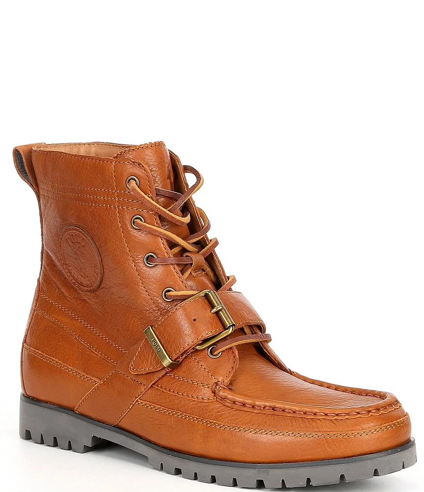 Polo Ralph Lauren Men's Ranger Tumbled Leather Buckle Lug Sole Boots