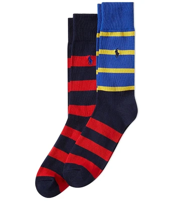 Polo Ralph Lauren Novelty Stripe Crew Dress Socks 2-Pack