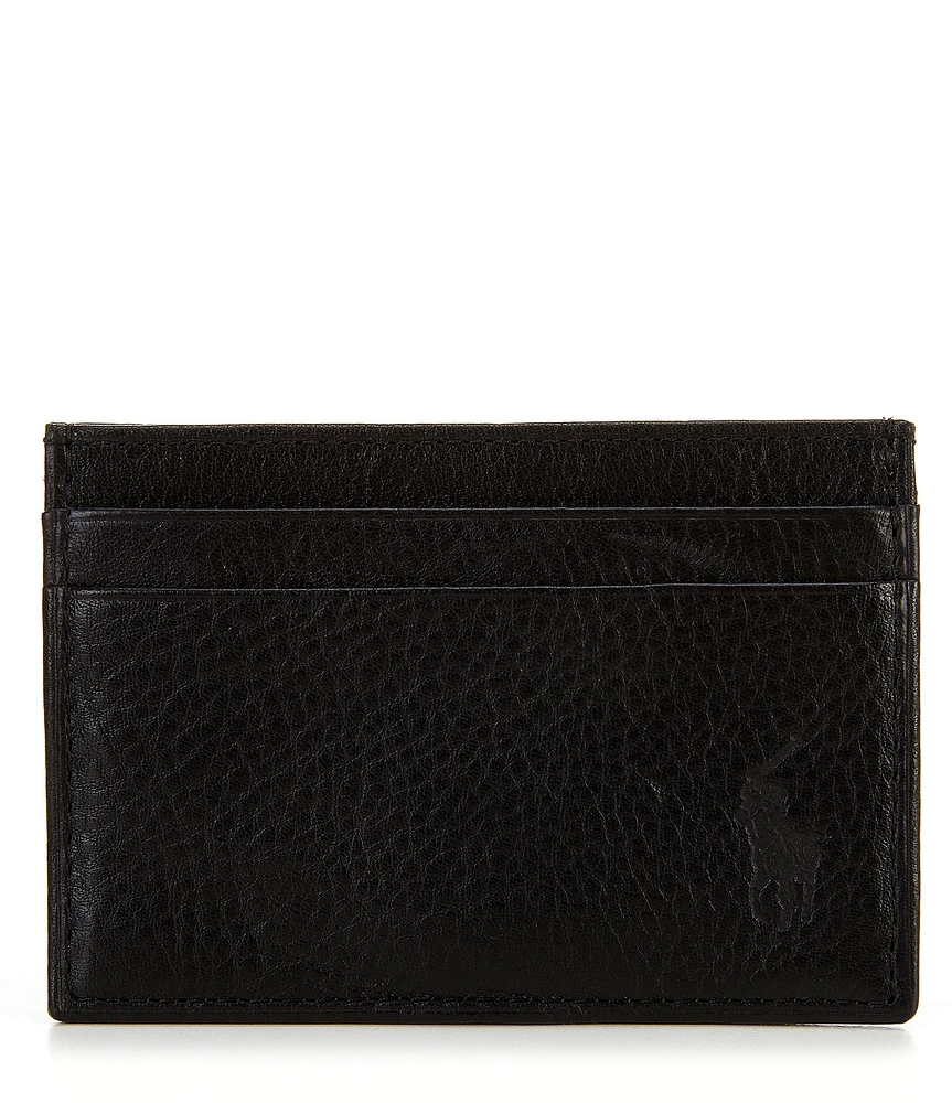 Polo Ralph Lauren Pebbled Leather Card Case With Money Clip