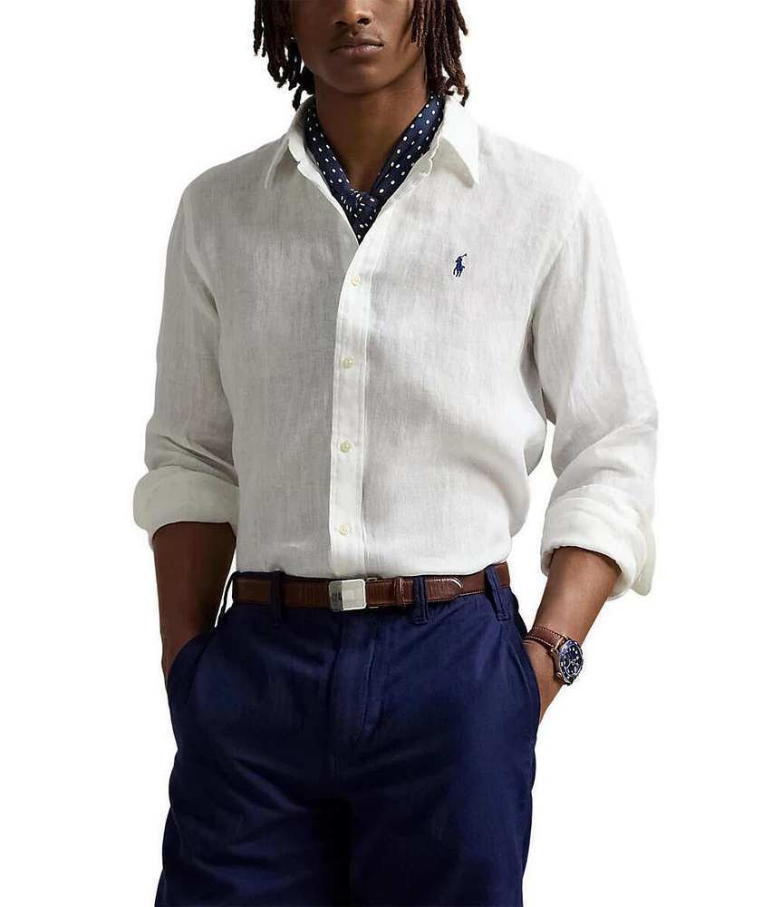 Polo Ralph Lauren Piece Dye Linen Long Sleeve Woven Shirt