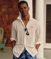 Polo Ralph Lauren Piece Dye Linen Long Sleeve Woven Shirt