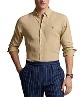 Polo Ralph Lauren Piece Dye Linen Long Sleeve Woven Shirt