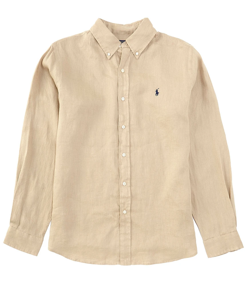 Polo Ralph Lauren Piece Dye Linen Long Sleeve Woven Shirt