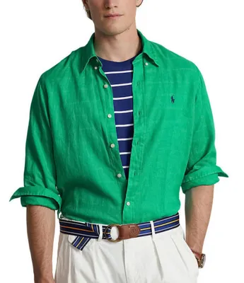 Polo Ralph Lauren Piece Dye Linen Long Sleeve Woven Shirt