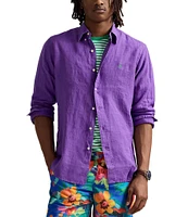 Polo Ralph Lauren Piece Dye Linen Long Sleeve Woven Shirt