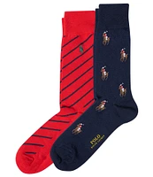 Polo Ralph Lauren Polo Player/Striped Dress Socks 2-Pack