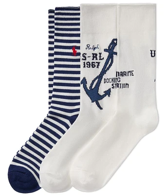 Polo Ralph Lauren RL Anchor 2-Pack Crew Sock