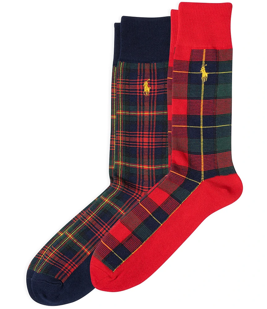 Polo Ralph Lauren Shirting Plaid Slack Socks 2-Pack