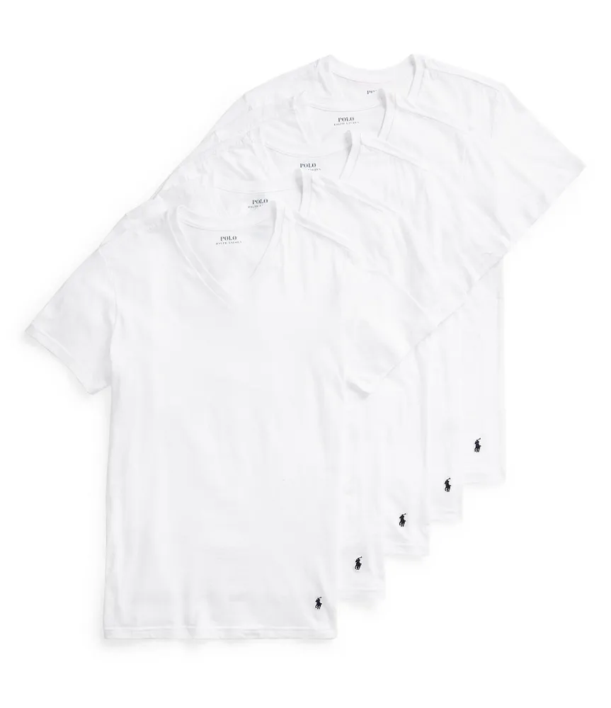 Polo Ralph Lauren Slim Fit Cotton V-Neck Undershirt T-Shirt 5-Pack