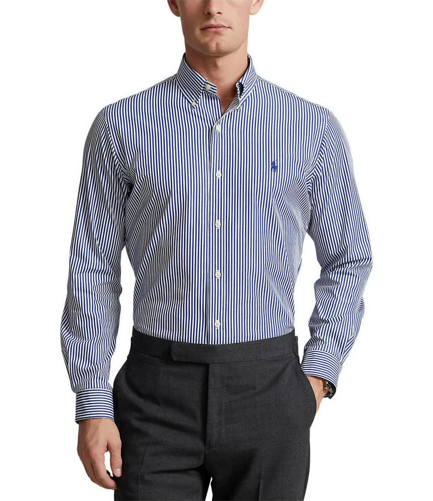 Polo Ralph Lauren Slim Fit Striped Stretch Poplin Long Sleeve Woven Shirt