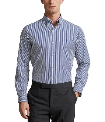 Polo Ralph Lauren Slim Fit Striped Stretch Poplin Long Sleeve Woven Shirt