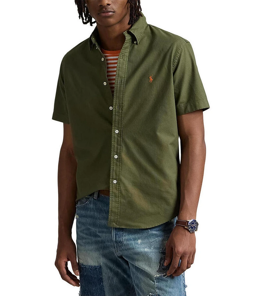 Polo Ralph Lauren Solid Garment-Dye Oxford Short Sleeve Woven Shirt