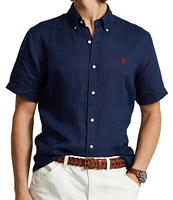 Polo Ralph Lauren Solid Linen Short Sleeve Woven Button Down Shirt