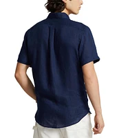 Polo Ralph Lauren Solid Linen Short Sleeve Woven Button Down Shirt