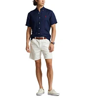 Polo Ralph Lauren Solid Linen Short Sleeve Woven Button Down Shirt