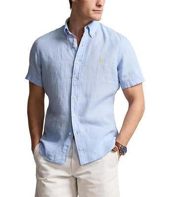 Polo Ralph Lauren Solid Linen Short Sleeve Woven Shirt