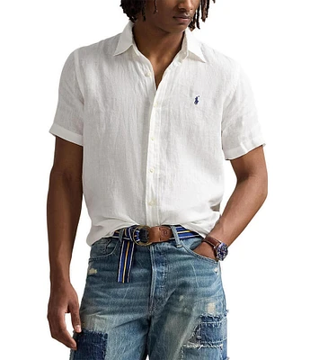 Polo Ralph Lauren Solid Linen Short Sleeve Woven Shirt