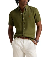 Polo Ralph Lauren Solid Linen Short Sleeve Woven Shirt