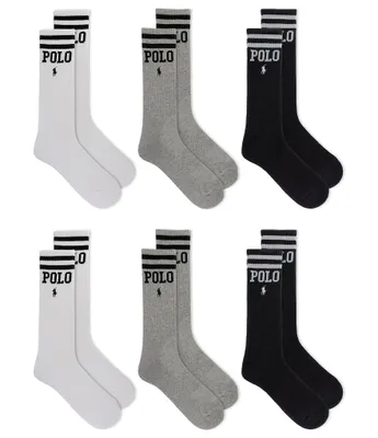 Polo Ralph Lauren Stripe/Logo Crew Socks 6-Pack
