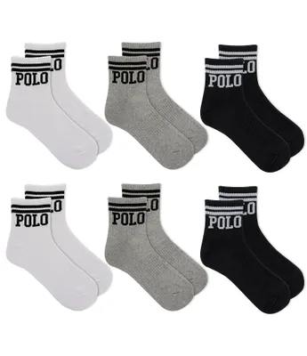 Polo Ralph Lauren Stripe/Logo Quarter Socks 6-Pack