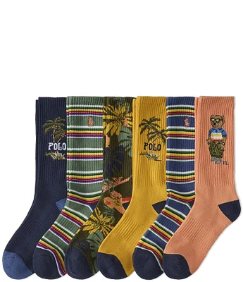 Polo Ralph Lauren Surf Club Bear 6-Pack Socks