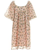 Poppies and Roses Big Girls 7-16 Blouson Sleeve Floral-Printed Shift Dress