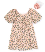 Poppies and Roses Big Girls 7-16 Blouson Sleeve Floral-Printed Shift Dress