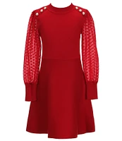 Poppies and Roses Big Girls 7-16 Long Sleeve Fit & Flare Dress