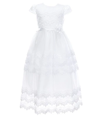 Poppies and Roses Big Girls 7-16 Point de Venise Lace-Trimmed Communion Dress