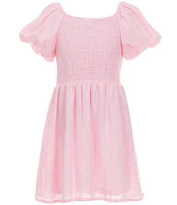 Poppies and Roses Big Girls 7-16 Puff Sleeve Smocked Bow Back Dress