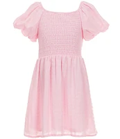 Poppies and Roses Big Girls 7-16 Puff Sleeve Smocked Bow Back Dress