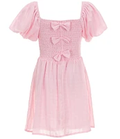 Poppies and Roses Big Girls 7-16 Puff Sleeve Smocked Bow Back Dress