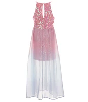 Poppies and Roses Big Girls 7-16 Sequin Embellished Ombre Walk-Through Ballgown