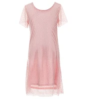 Poppies and Roses Big Girls 7-16 Short Sleeve Chain-Mesh Shift Dress