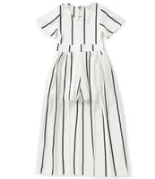 Poppies and Roses Big Girls 7-16 Short Sleeve Maxi Stripe Walk-Through Romper