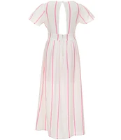 Poppies and Roses Big Girls 7-16 Short Sleeve Maxi Stripe Walk-Through Romper