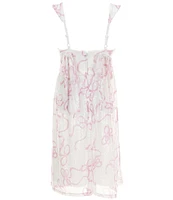 Poppies and Roses Big Girls Sleeveless Sequin Bow Print Dress