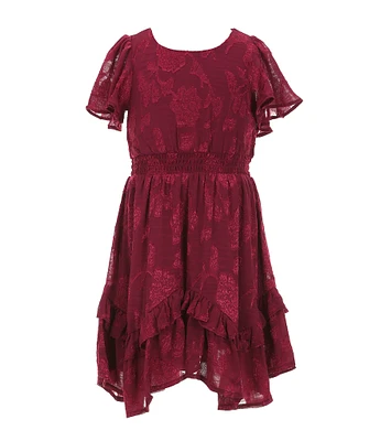 Poppies and Roses Little Girls 4-6X Flutter-Sleeve Patterned Fit-And-Flare Dress