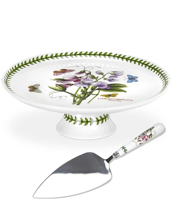 Portmeirion Botanic Garden Sweet Pea Footed Cake Plate with Server