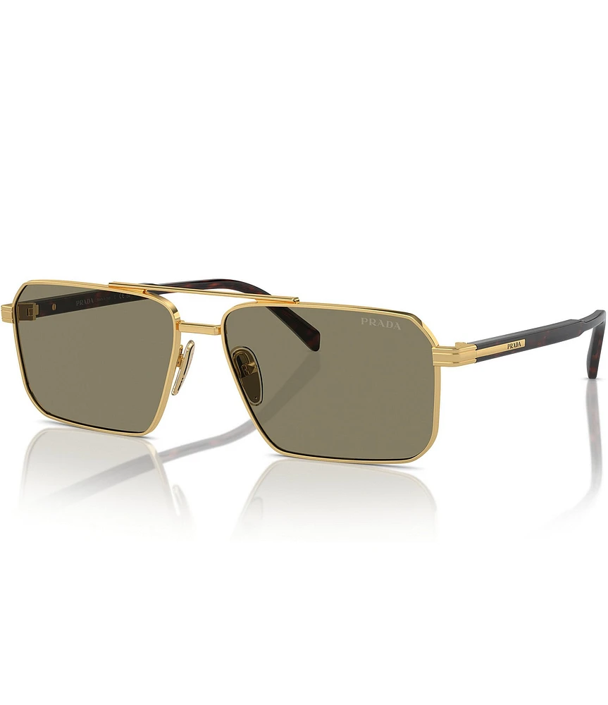 Prada Men's PRA57S 61mm Gold Metal Rectangle Sunglasses