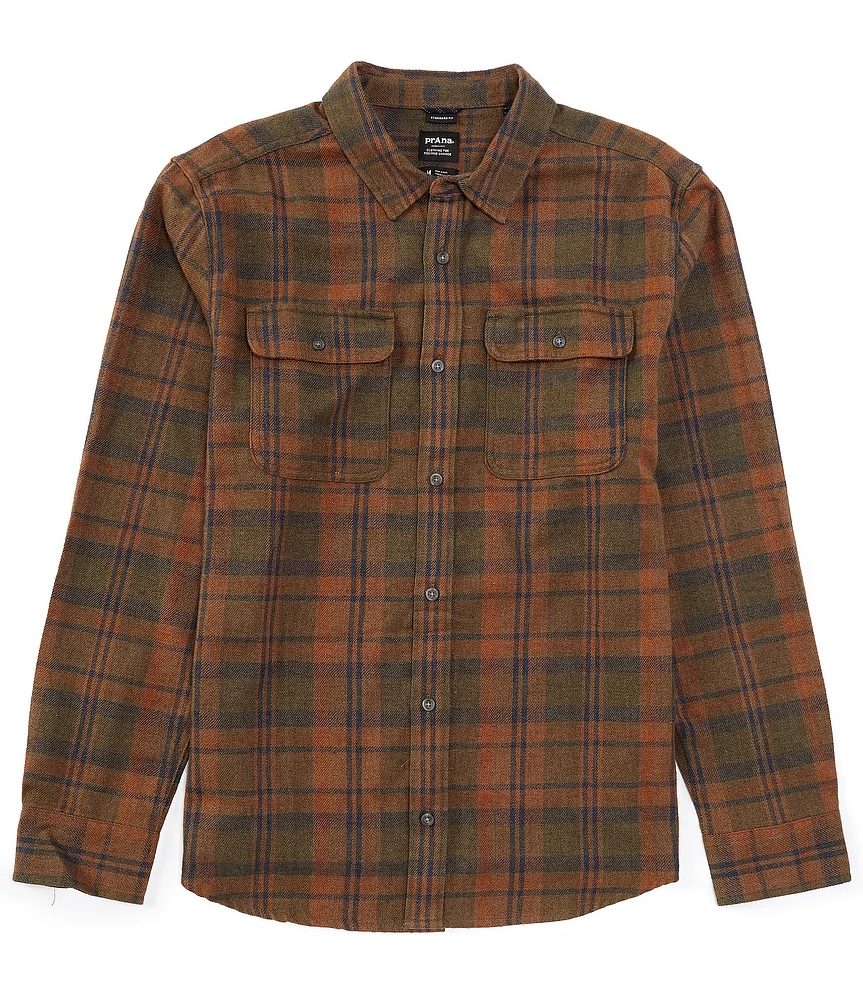 prAna Westbrook Dark Flannel Long Sleeve Recycled Materials Woven Shirt