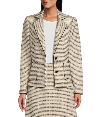 Preston & York Agnes Tweed Notch Lapel Long Sleeve Button Front Coordinating Blazer