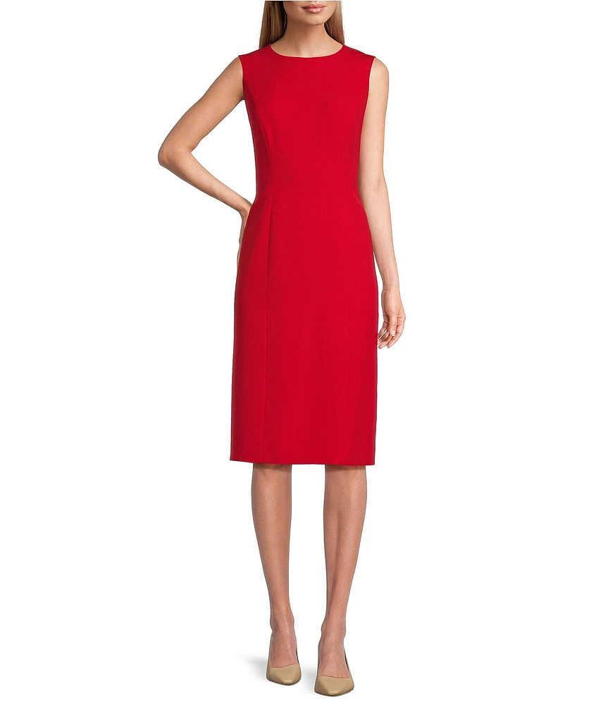 Preston & York Angie Crepe Crew Neck Sleeveless Back Split Hem Column Sheath Coordinating Dress