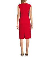 Preston & York Angie Crepe Crew Neck Sleeveless Back Split Hem Column Sheath Coordinating Dress