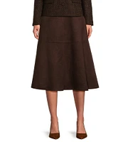 Preston & York Astrid Stretch Suede High Rise A-Line Midi Coordinating Skirt