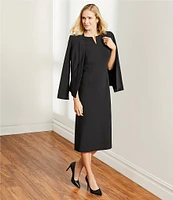 Preston & York Blake Split V-Neck Short Sleeve Midi Length Sheath Dress