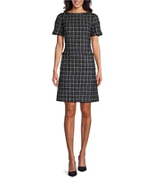 Preston & York Brinley Metallic Herringbone Tweed Dress