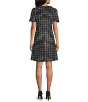 Preston & York Brinley Metallic Herringbone Tweed Dress